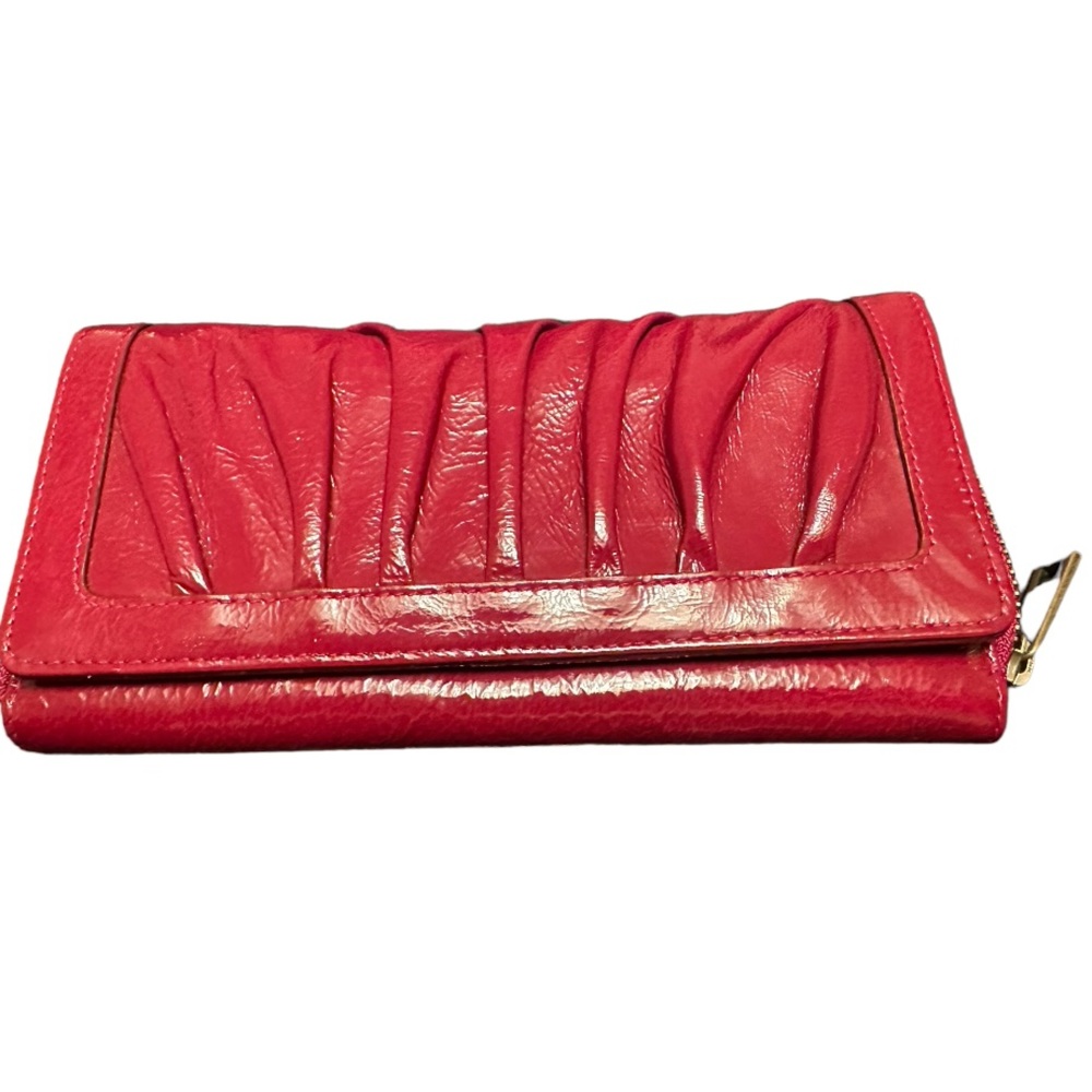 Red Patent Leather Clutch Wallet